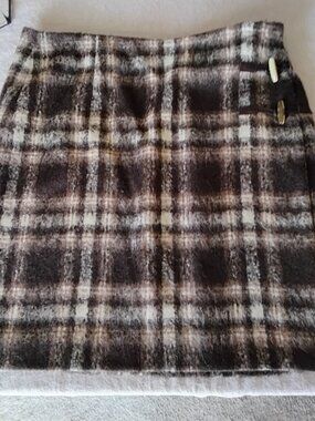 Vintage Pendleton Plaid Wool Mohair Blend Skirt Size 14 Made in USA Toggle Accen